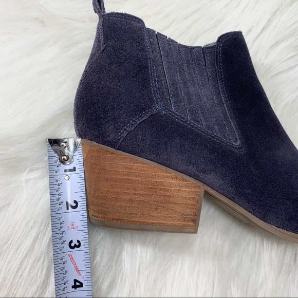 SOLD-Crown Vintage Suede Navy Blue Ankle Boots - Picture 9 of 10